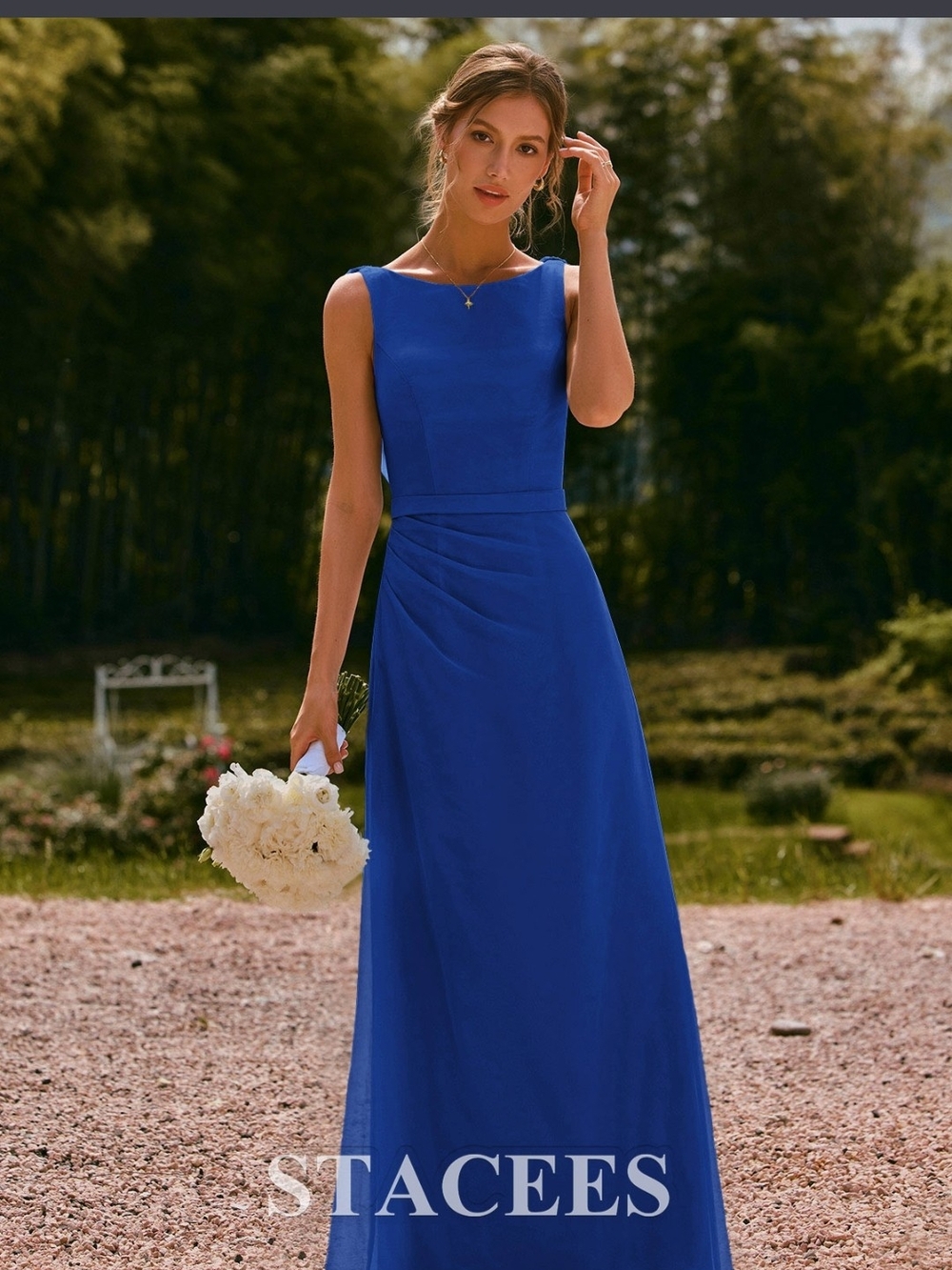 Stacees Royal Blue Sleeveless A-Line Dress